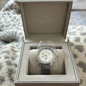 Michele Cape Silver Chronograph Dial Grey Women's Watch